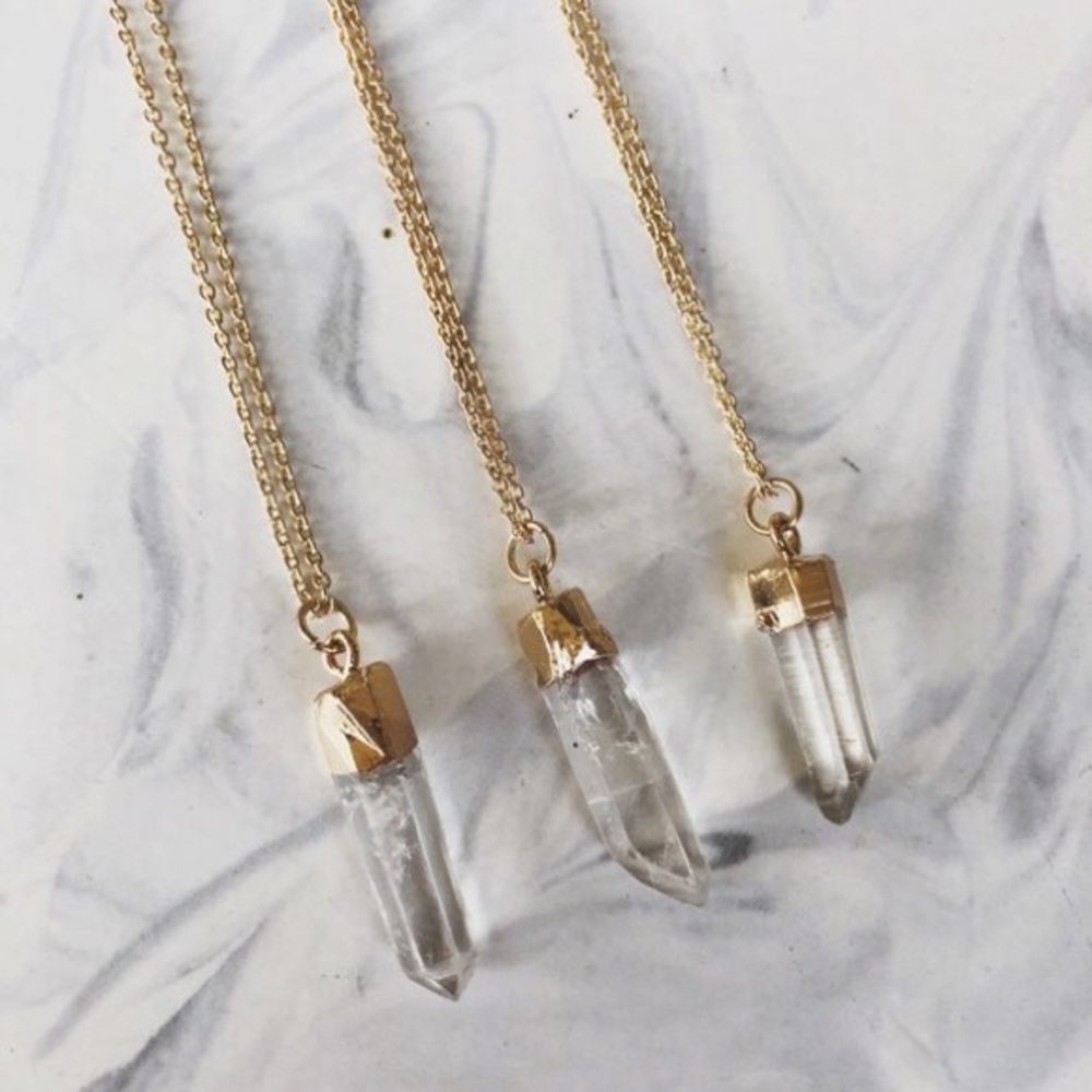16” electroplated quartz stone pendant (1pc) - Picture 3 of 6